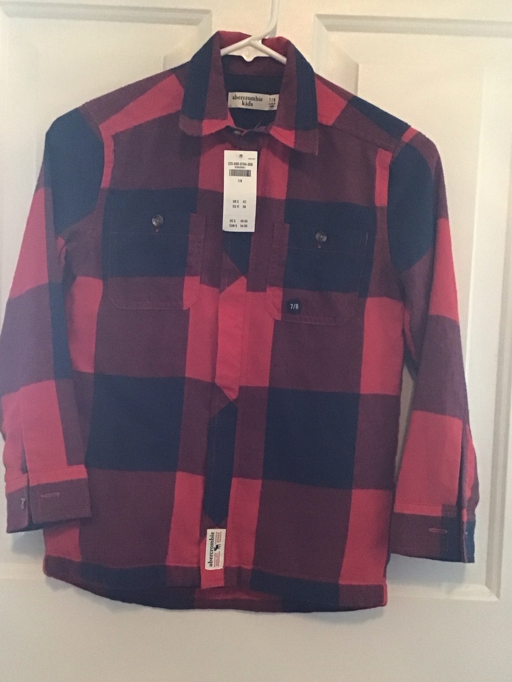 abercrombie kids Red & Black Buffalo Plaid Button‑Down Shirt